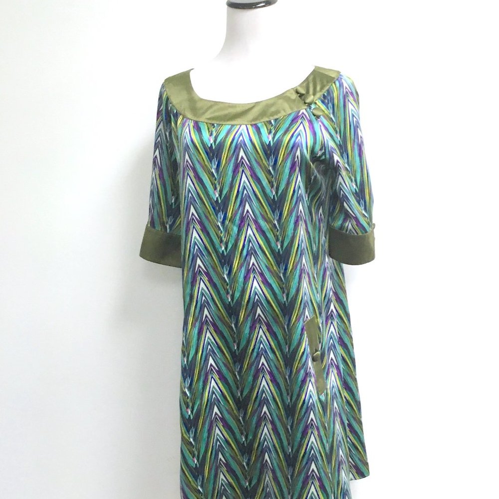 Calypso Christine Celle geometric silk shift dress
